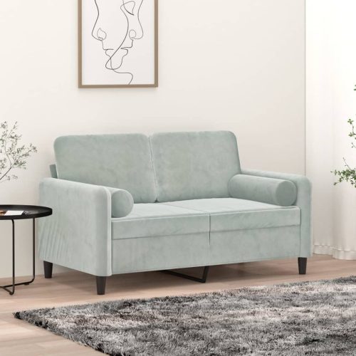  2 db világosszürke bársony díszpárna Ø15x50 cm