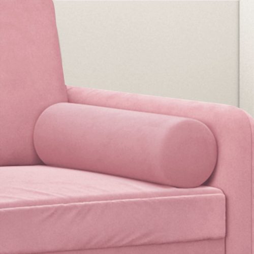  2 db rózsaszín bársony díszpárna Ø15x50 cm