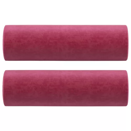  2 db bordó bársony díszpárna Ø15 x 50 cm