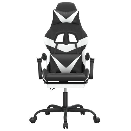  fekete és fehér műbőr forgó játékszék lábtartóval