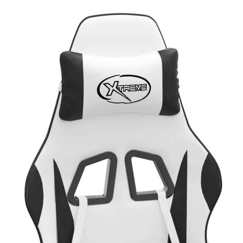  fehér és fekete műbőr forgó játékszék