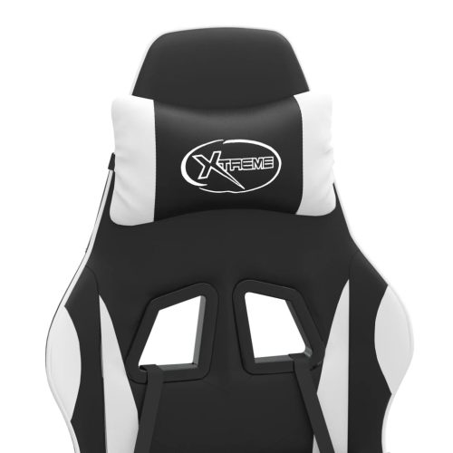  fekete és fehér műbőr forgó játékszék lábtartóval