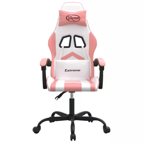  fehér és rózsaszín műbőr forgó játékszék