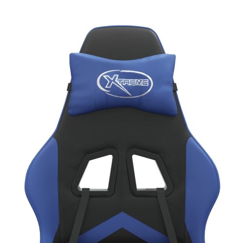  fekete és kék műbőr forgó játékszék lábtartóval