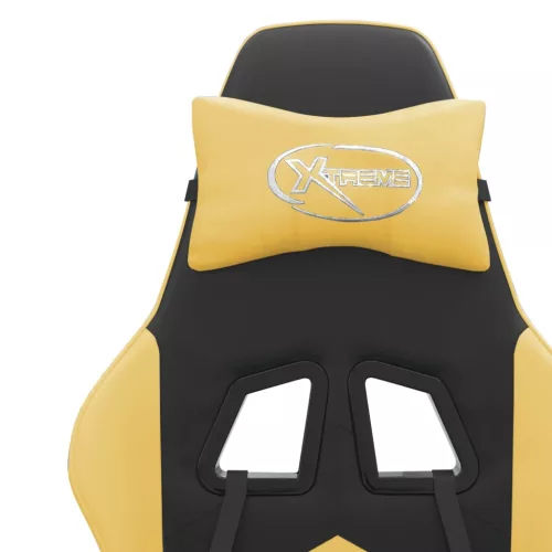  fekete és aranyszínű műbőr forgó játékszék lábtartóval