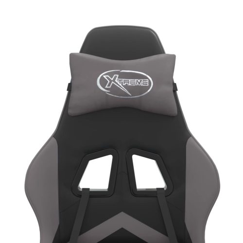  fekete és szürke műbőr forgó játékszék lábtartóval