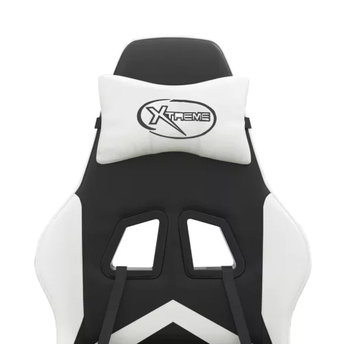  fekete és fehér műbőr forgó játékszék lábtartóval