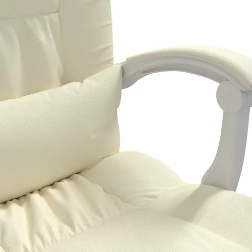  krémszínű műbőr dönthető masszázsfotel