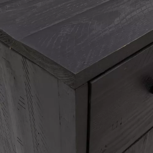  fekete tömör újrahasznosított fenyő tálalószekrény 110x35x70cm