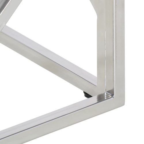  ezüstszínű rozsdamentes acél és edzett üveg dohányzóasztal