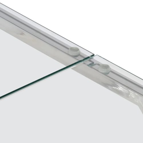  ezüstszínű rozsdamentes acél és edzett üveg dohányzóasztal