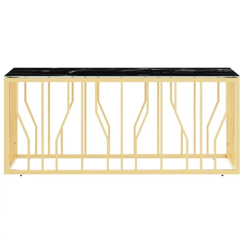  aranyszínű üveg és rozsdamentes acél dohányzóasztal 110x45x45cm
