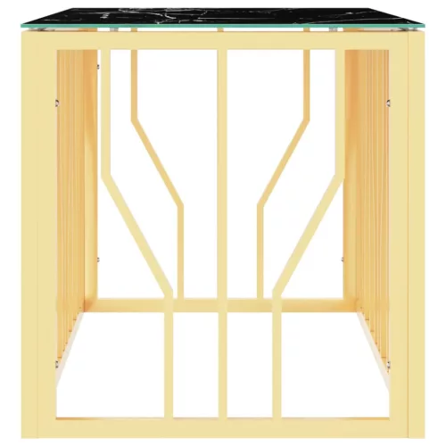  aranyszínű üveg és rozsdamentes acél dohányzóasztal 110x45x45cm