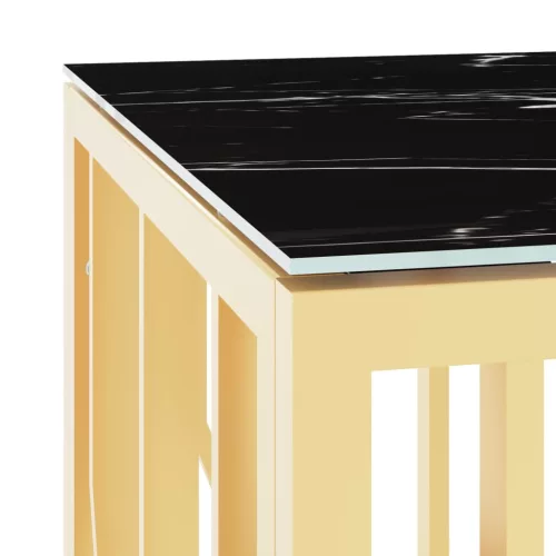 aranyszínű üveg és rozsdamentes acél dohányzóasztal 110x45x45cm