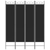  4 paneles fekete szövet térelválasztó 160x200 cm