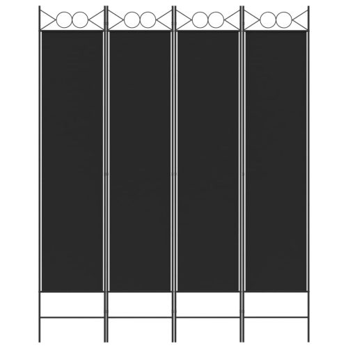  4 paneles fekete szövet térelválasztó 160x200 cm