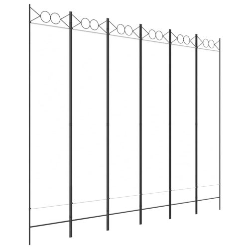  6-paneles fehér szövet térelválasztó 240 x 200 cm