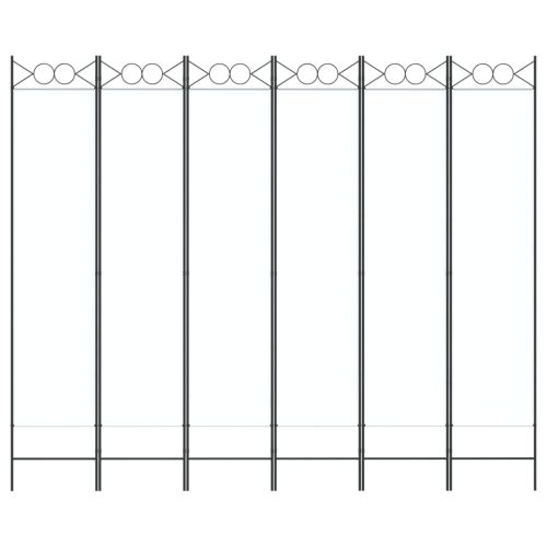  6-paneles fehér szövet térelválasztó 240 x 200 cm
