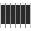  6-paneles fekete szövet térelválasztó 240 x 200 cm