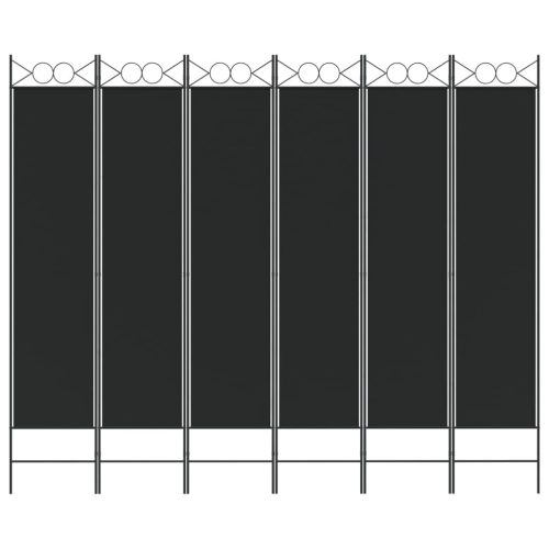  6-paneles fekete szövet térelválasztó 240 x 200 cm