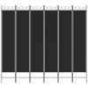  6-paneles fekete szövet térelválasztó 240x220 cm