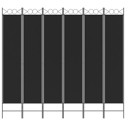  6-paneles fekete szövet térelválasztó 240x220 cm