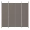 4 paneles antracitszürke szövet térelválasztó 200x200 cm