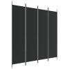  4 paneles fekete szövet térelválasztó 200 x 200 cm