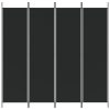  4 paneles fekete szövet térelválasztó 200 x 200 cm