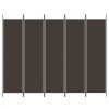  5 paneles barna szövet paraván 250x200 cm