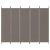  5 paneles antracitszürke szövet térelválasztó 250x200 cm