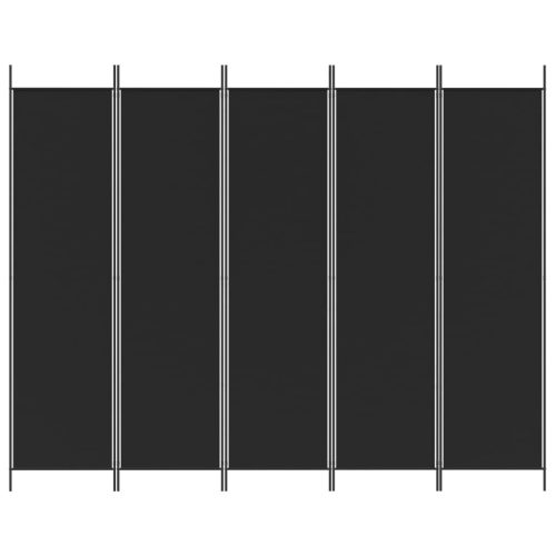 5 paneles fekete szövet térelválasztó 250x200 cm