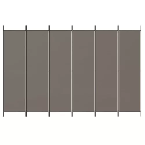  6 paneles antracitszürke szövet térelválasztó 300x200 cm