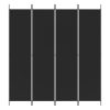  4 paneles fekete szövet térelválasztó 200x220 cm