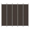  5 paneles barna szövet paraván 250 x 220 cm