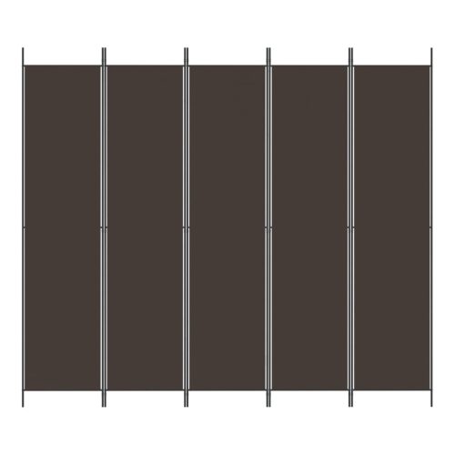  5 paneles barna szövet paraván 250 x 220 cm