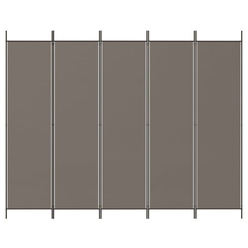  5 paneles antracitszürke szövet térelválasztó 250 x 220 cm