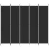 5 paneles fekete szövet térelválasztó 250x220 cm