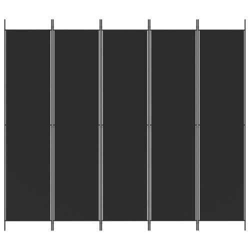  5 paneles fekete szövet térelválasztó 250x220 cm