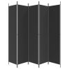  5 paneles fekete szövet térelválasztó 250x220 cm