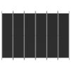  6 paneles fekete szövet térelválasztó 300x220 cm