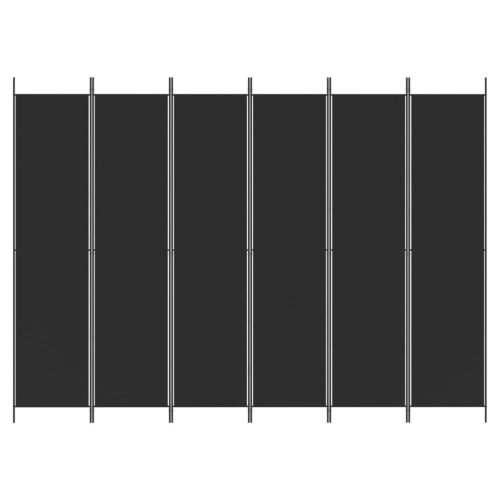  6 paneles fekete szövet térelválasztó 300x220 cm