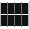  4 paneles fekete szövet térelválasztó 200 x 180 cm