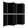  5 paneles fekete szövet térelválasztó 250x180 cm
