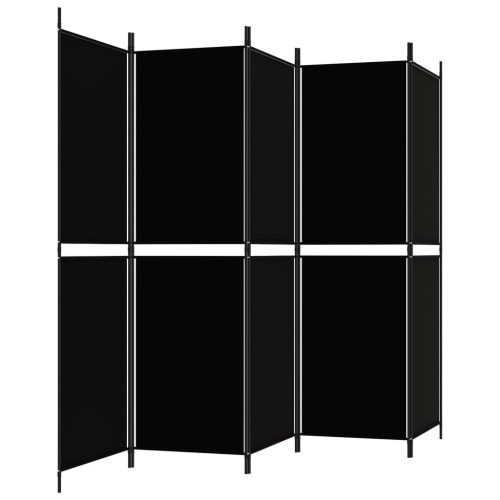  5 paneles fekete szövet térelválasztó 250x180 cm