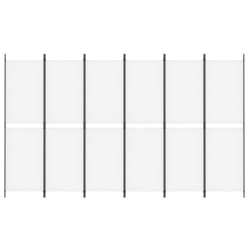  6 paneles fehér szövet térelválasztó 300x180 cm