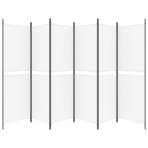  6 paneles fehér szövet térelválasztó 300x180 cm