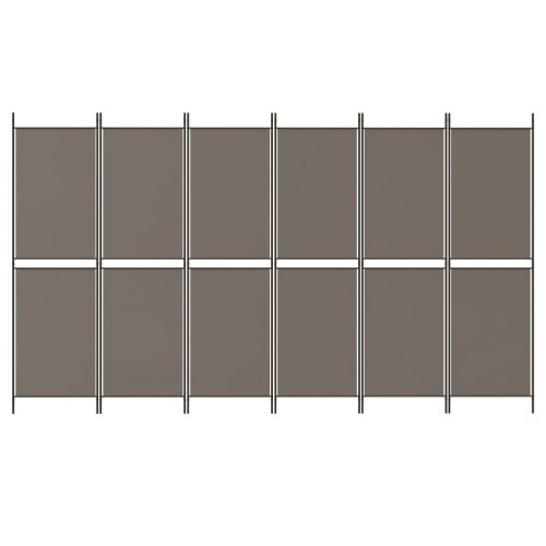  6 paneles antracitszürke szövet térelválasztó 300x180 cm