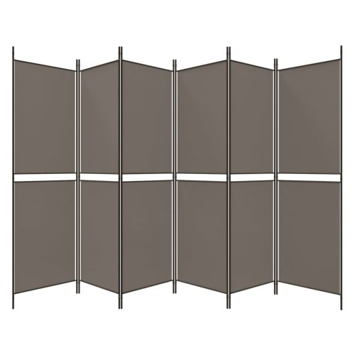  6 paneles antracitszürke szövet térelválasztó 300x180 cm