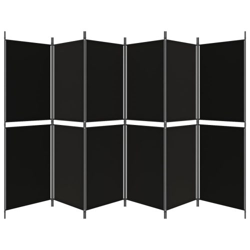  6 paneles fekete szövet térelválasztó 300x180 cm